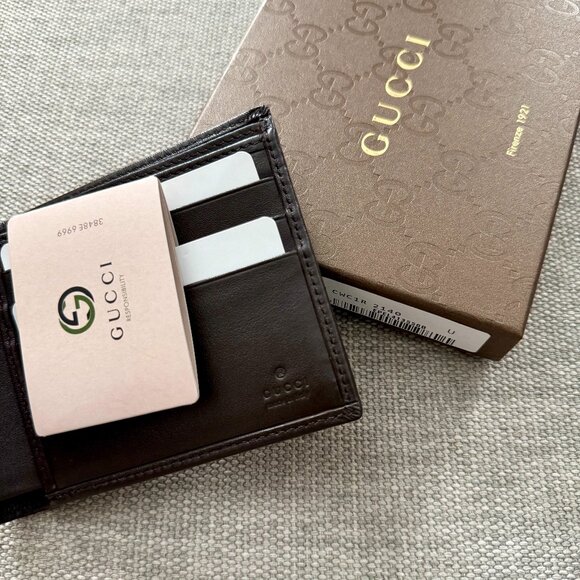 New Gucci Bifold Brown Guccissima Leather Wallet Bifold - Picture 6 of 8